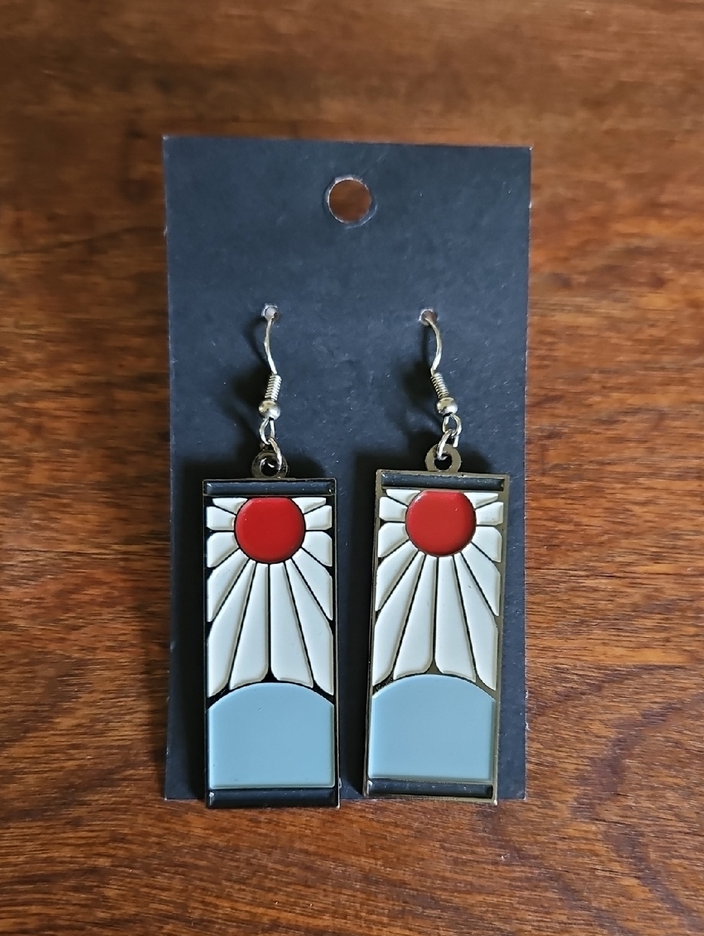 Stylized Sunrise Enamel Drop Earrings